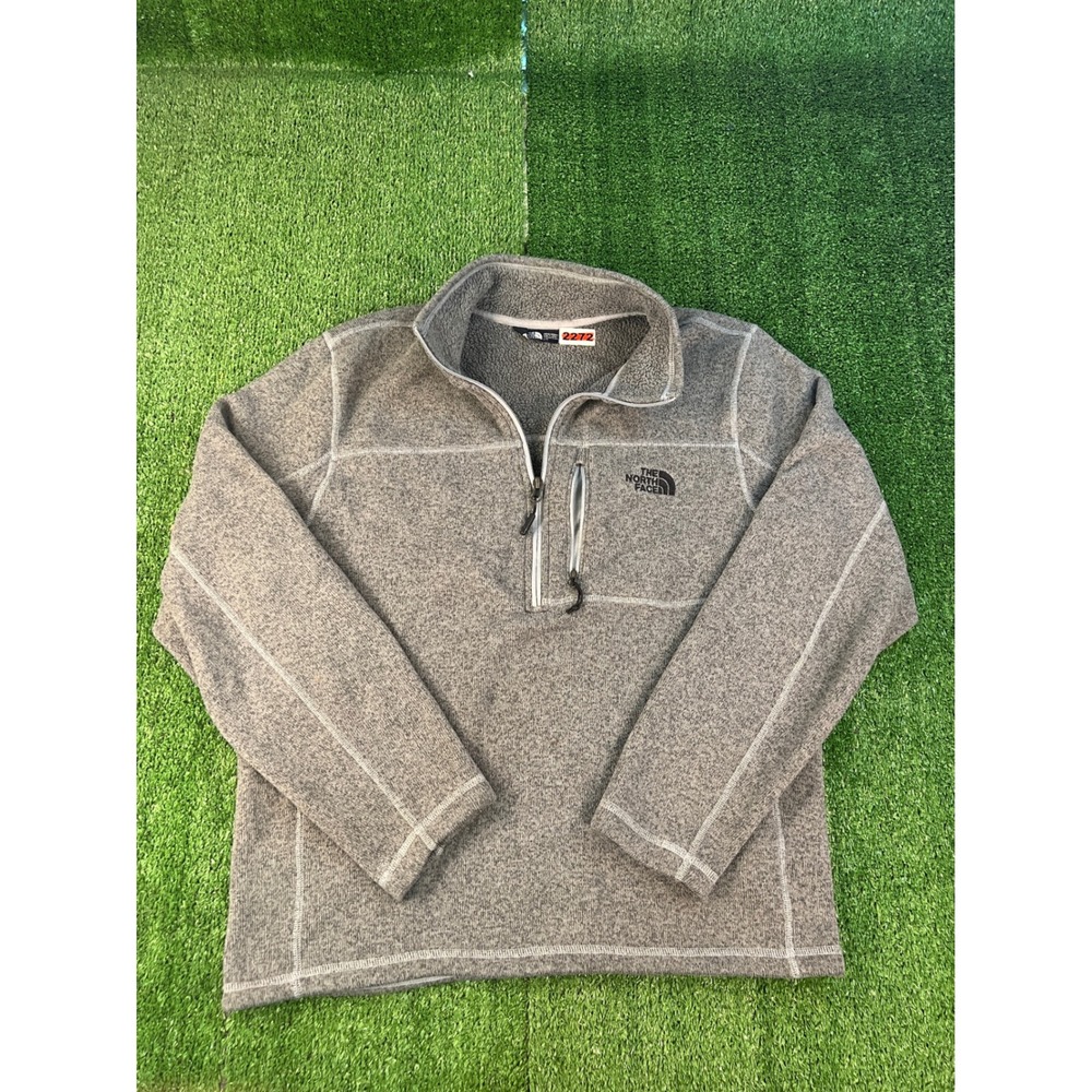 The North Face Gordon Lyons Quarter Zip Fleece Pullover Mens Large Heather Grey